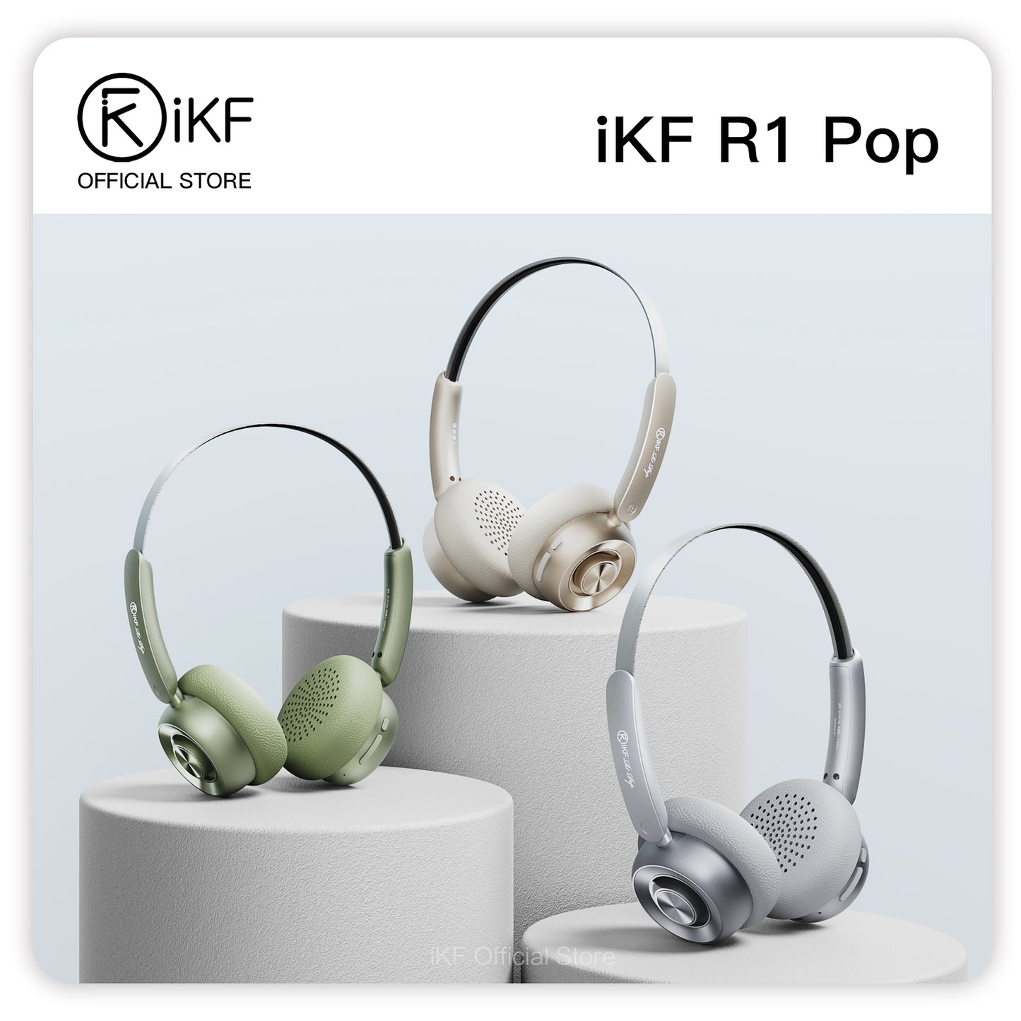 Auriculares inalámbricos Bluetooth iKF R1 Pop con 75 horas de reproducción, ecualizador personalizado, aislamiento de ruido, micrófono integrado, ligeros para entrenamiento, viajes y juegos.