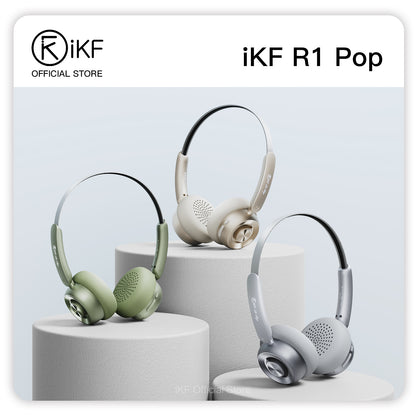 Auriculares inalámbricos Bluetooth iKF R1 Pop con 75 horas de reproducción, ecualizador personalizado, aislamiento de ruido, micrófono integrado, ligeros para entrenamiento, viajes y juegos.