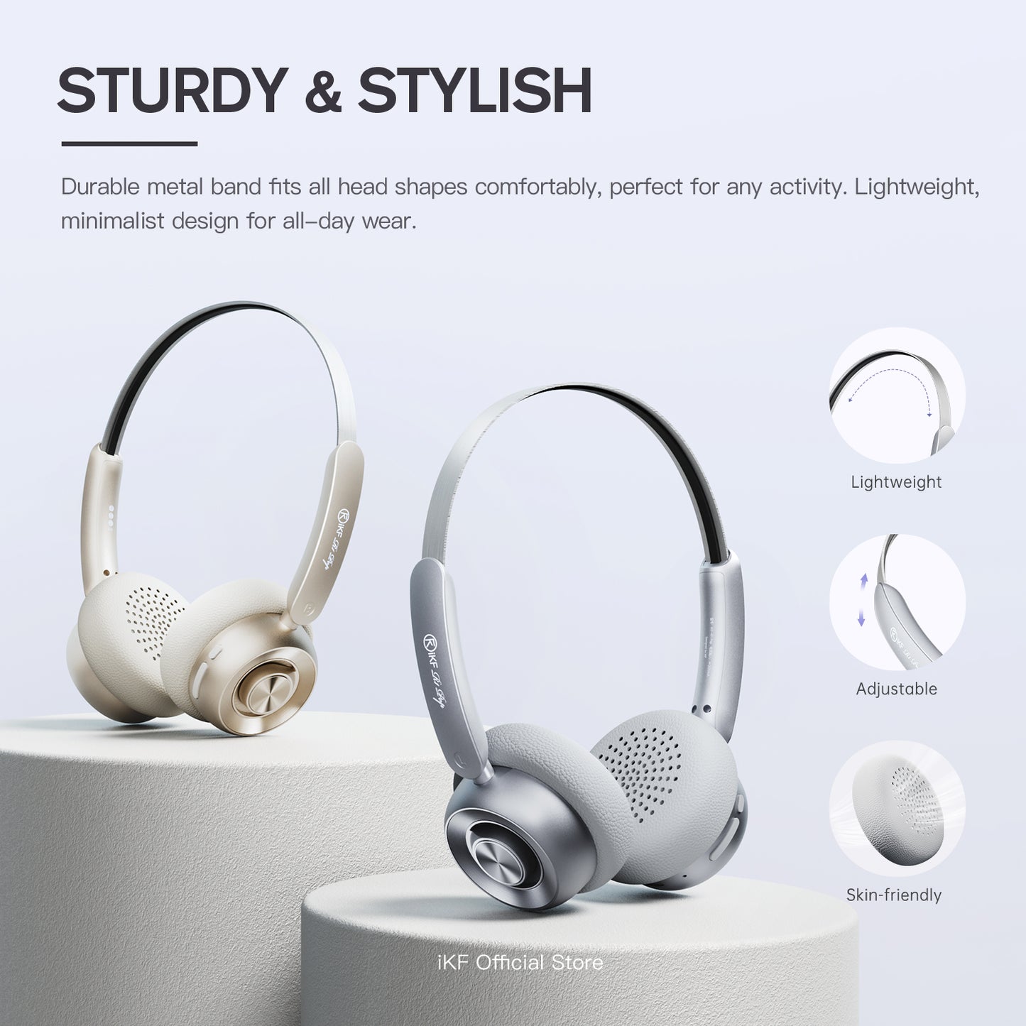 iKF R1 Pop Wireless Retro On Ear Headphones Bluetooth Multi-Point 75H Playtime APP Custom Sound Built-in Mic Stylish Design Lightweight