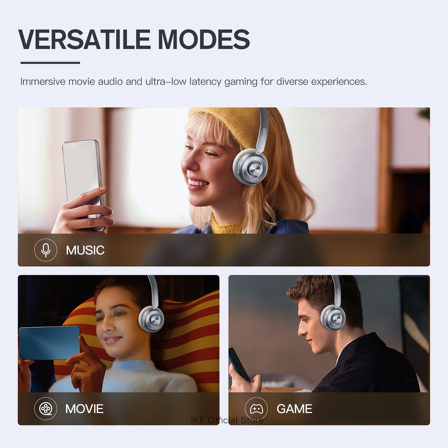 iKF R1 Pop Wireless Retro On Ear Headphones Bluetooth Multi-Point 75H Playtime APP Custom Sound Built-in Mic Stylish Design Lightweight