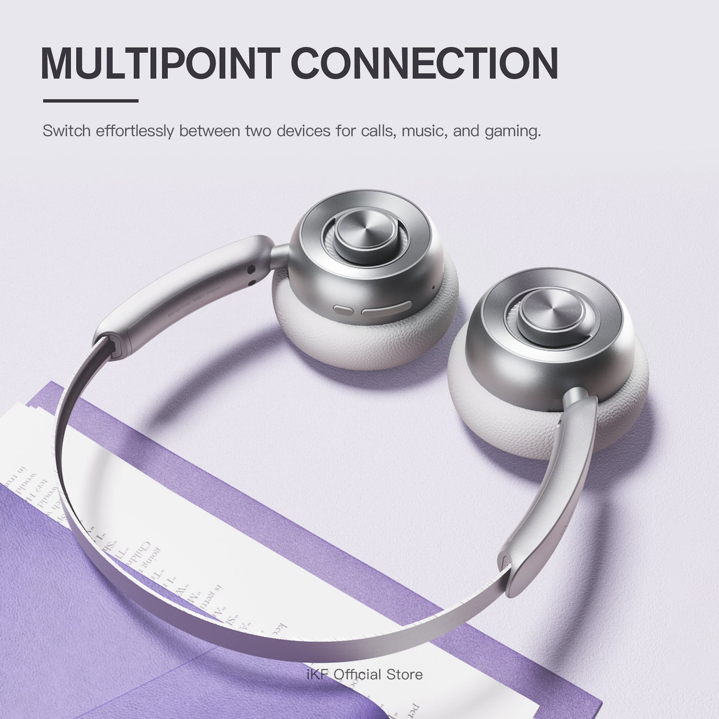 iKF R1 Pop Wireless Retro On Ear Headphones Bluetooth Multi-Point 75H Playtime APP Custom Sound Built-in Mic Stylish Design Lightweight