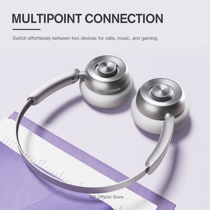 iKF R1 Pop Wireless Retro On Ear Headphones Bluetooth Multi-Point 75H Playtime APP Custom Sound Built-in Mic Stylish Design Lightweight