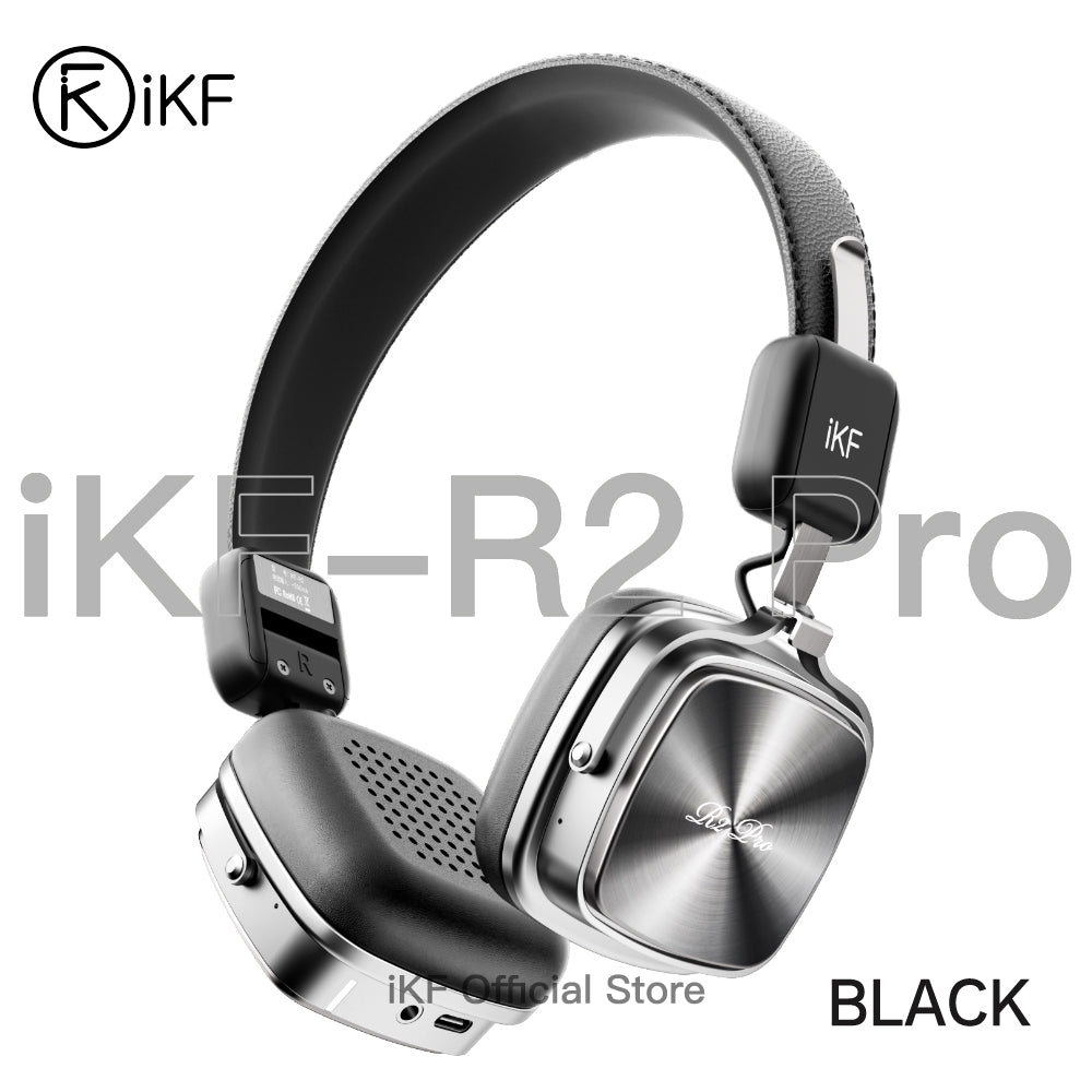 iKF R2 Pro Retro Metal and Leather Foldable Headphones with ANC -45dB, 40mm HiFi Drivers, 75H Battery, Bluetooth 5.4 & AUX, Customizable Lighting, ENC 5-Mic Clear Calls, Low Latency Gaming, iKF App Control