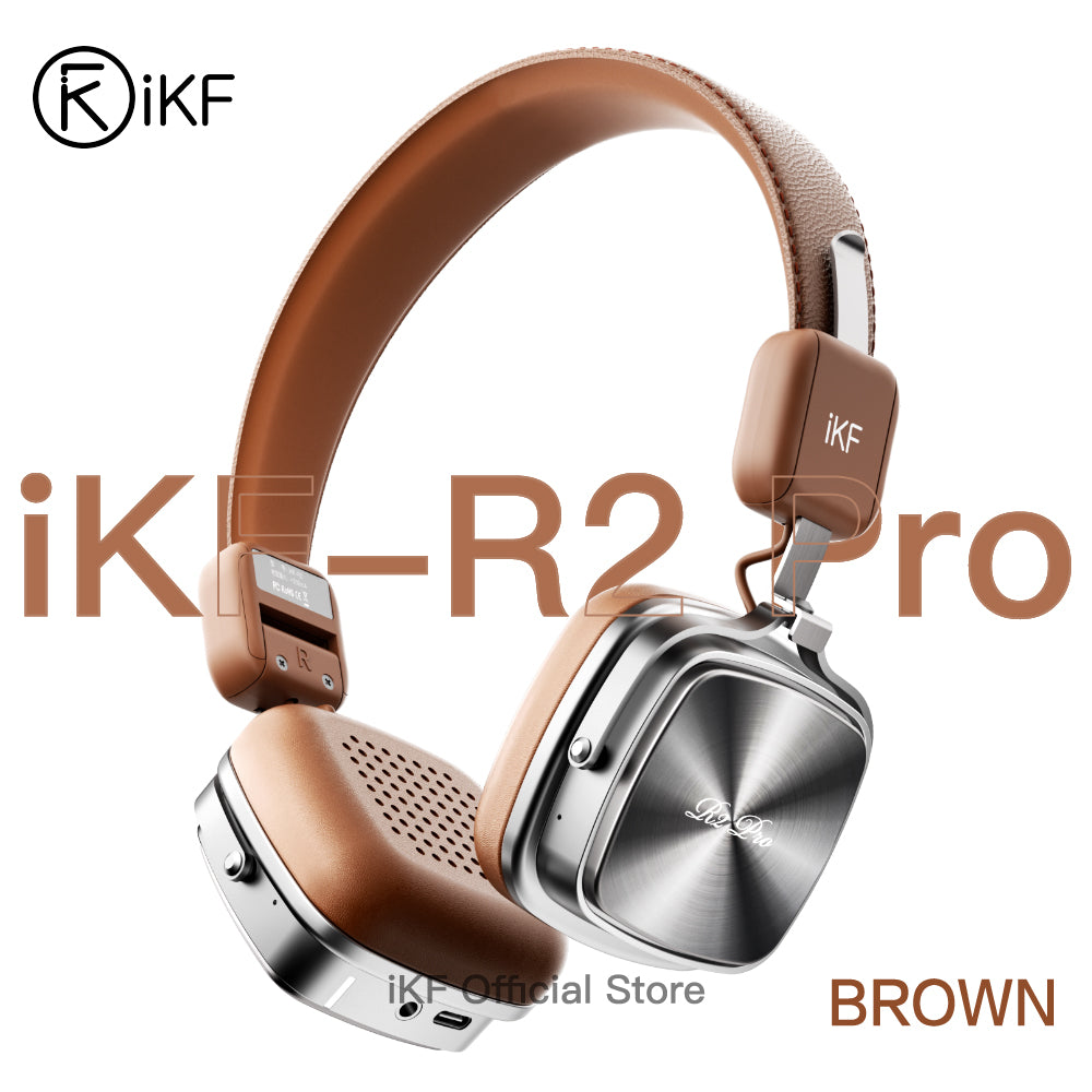 iKF R2 Pro Retro Metal and Leather Foldable Headphones with ANC -45dB, 40mm HiFi Drivers, 75H Battery, Bluetooth 5.4 & AUX, Customizable Lighting, ENC 5-Mic Clear Calls, Low Latency Gaming, iKF App Control