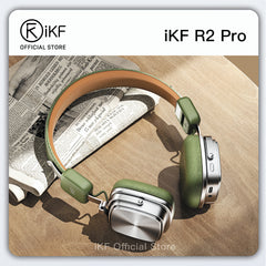 iKF R2 Pro Retro Metal and Leather Foldable Headphones with ANC -45dB, 40mm HiFi Drivers, 75H Battery, Bluetooth 5.4 & AUX, Customizable Lighting, ENC 5-Mic Clear Calls, Low Latency Gaming, iKF App Control