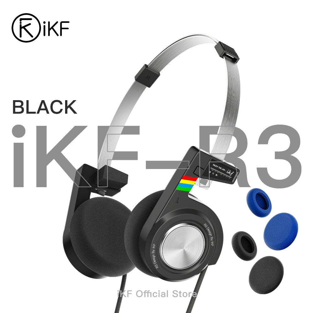 iKF R3 Retro On Ear Headphone Deep Bass Headset with Multipoint Mode,Lightweight and Foldable,Up to 60H Playtime,Bluetooth,Double-Device Connection,For Laptop/PC/Phone