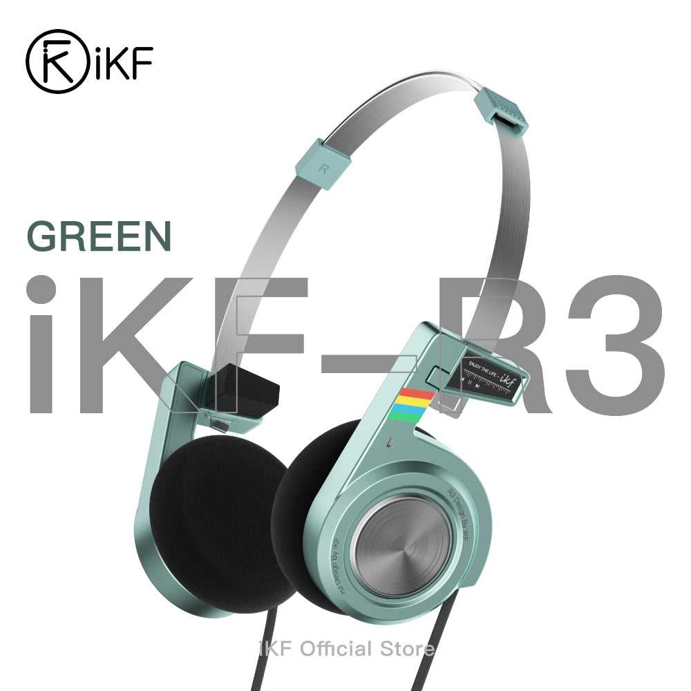 iKF R3 Retro On Ear Headphone Deep Bass Headset with Multipoint Mode,Lightweight and Foldable,Up to 60H Playtime,Bluetooth,Double-Device Connection,For Laptop/PC/Phone