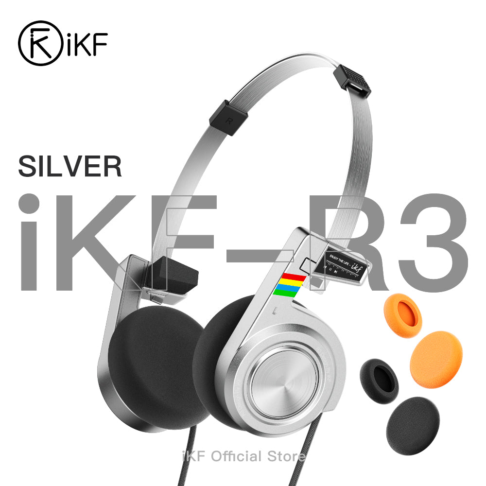 iKF R3 Retro On Ear Headphone Deep Bass Headset with Multipoint Mode,Lightweight and Foldable,Up to 60H Playtime,Bluetooth,Double-Device Connection,For Laptop/PC/Phone