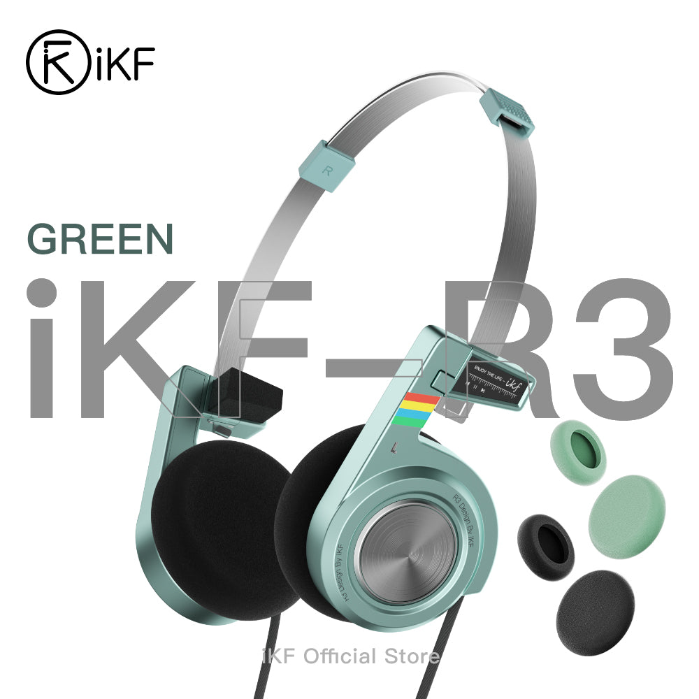 iKF R3 Retro On Ear Headphone Deep Bass Headset with Multipoint Mode,Lightweight and Foldable,Up to 60H Playtime,Bluetooth,Double-Device Connection,For Laptop/PC/Phone