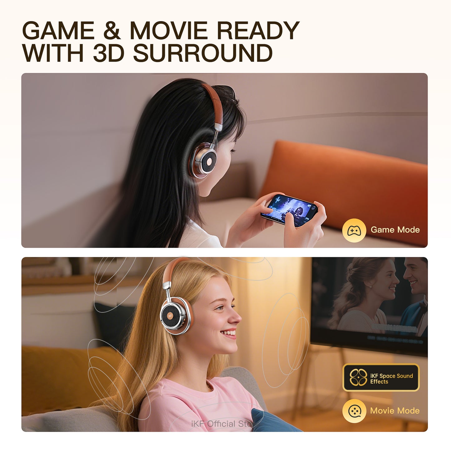 iKF Rona Retro Classic Active Noise Cancelling Headphones,3.5mm Wired Headset,Gift Box