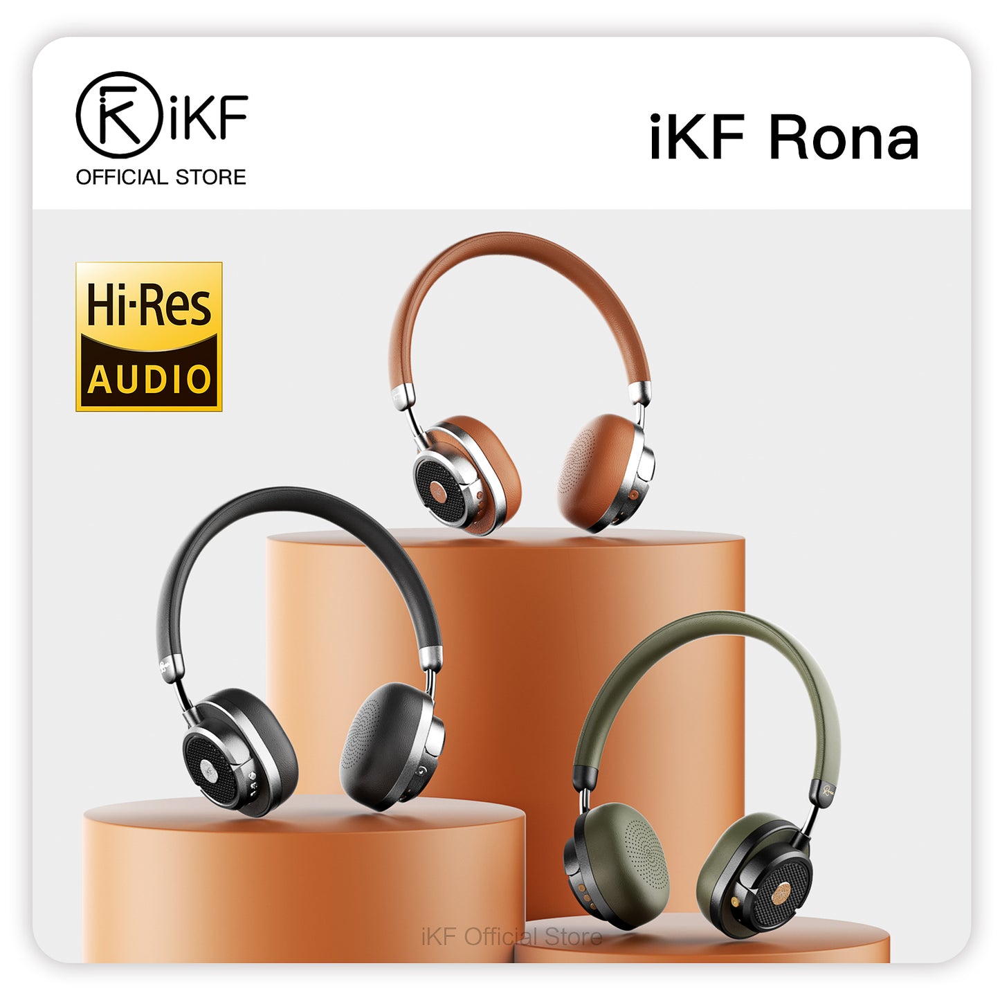 iKF Rona Retro Classic Kabelloser Kopfhörer mit aktiver Geräuschunterdrückung, Bluetooth-On-Ear-Headset mit Mikrofon, 75 Stunden Akkulaufzeit, Vintage-Metalldesign, 3D-Filmsound, kabelgebunden, für kleine Köpfe und Teenager
