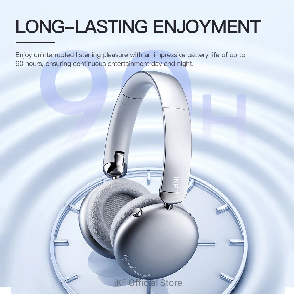 iKF E1 Over Ear Headphones Bluetooth Wireless Noise Cancelling Long Standby Stereo Sound Earphone Sports Gaming Headsets Support