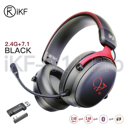 iKF V11 Pro Wireless 2.4G Bluetooth Headphones Gaming Wired Headset 125H Playtime 3.5mm for iOS/Android PC