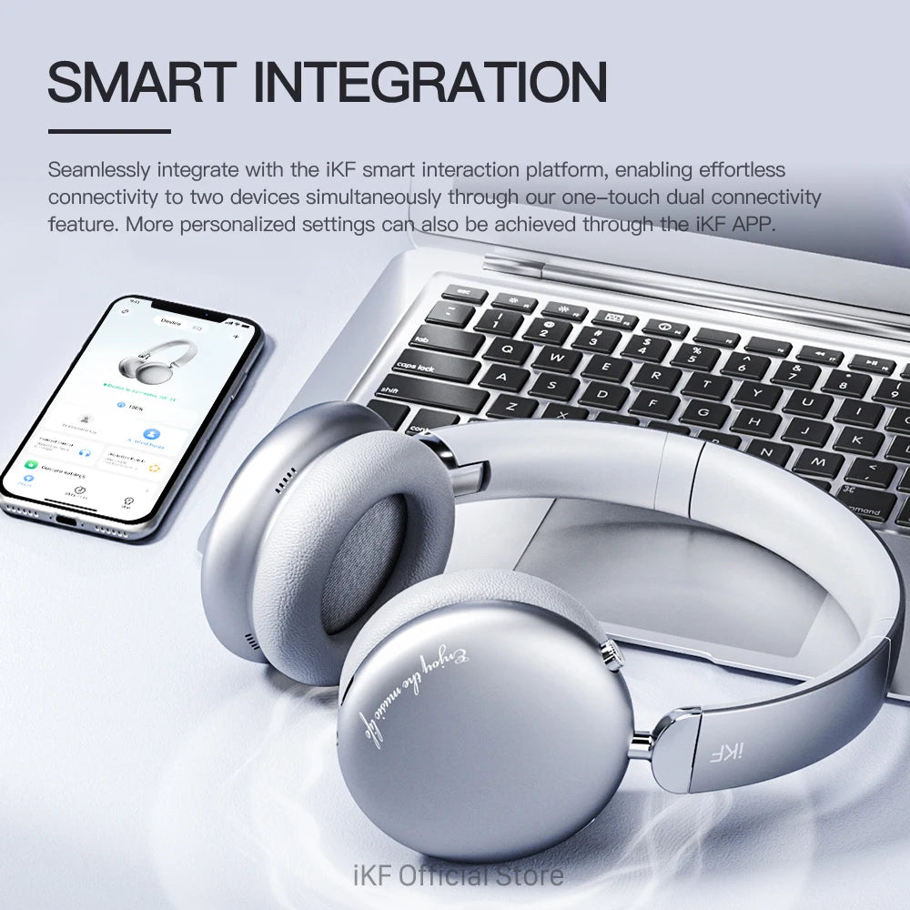 iKF E1 Over Ear Headphones Bluetooth Wireless Noise Cancelling Long Standby Stereo Sound Earphone Sports Gaming Headsets Support