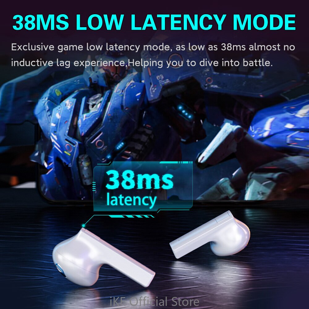 iKF Ares Bluetooth5.3 Metal in-Ear Headphones Wireless Gaming Earbuds Ultra-Low Latency Cool Mecha TWS Earphones for Android/iOS