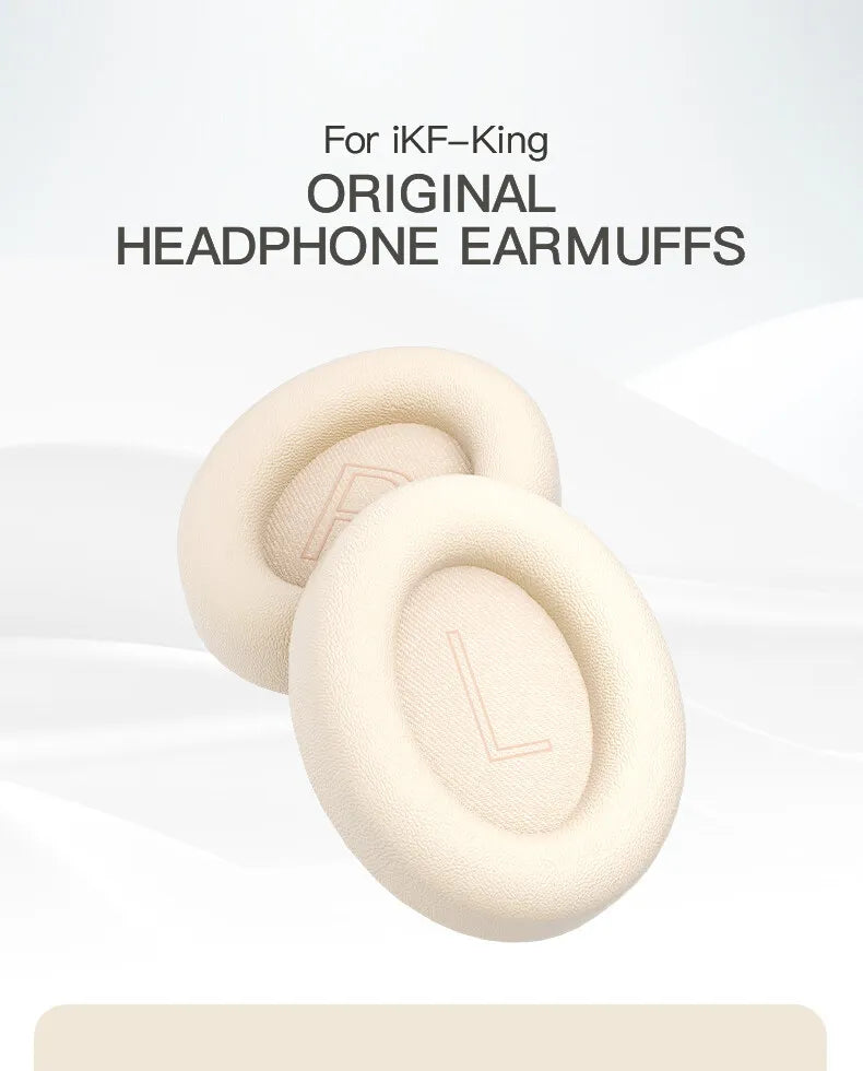 Earmuffs For iKF King/iKF King Pro Headphones Original Easy Replacement Soft Leather Off white Pink Black also for T2 Headphones