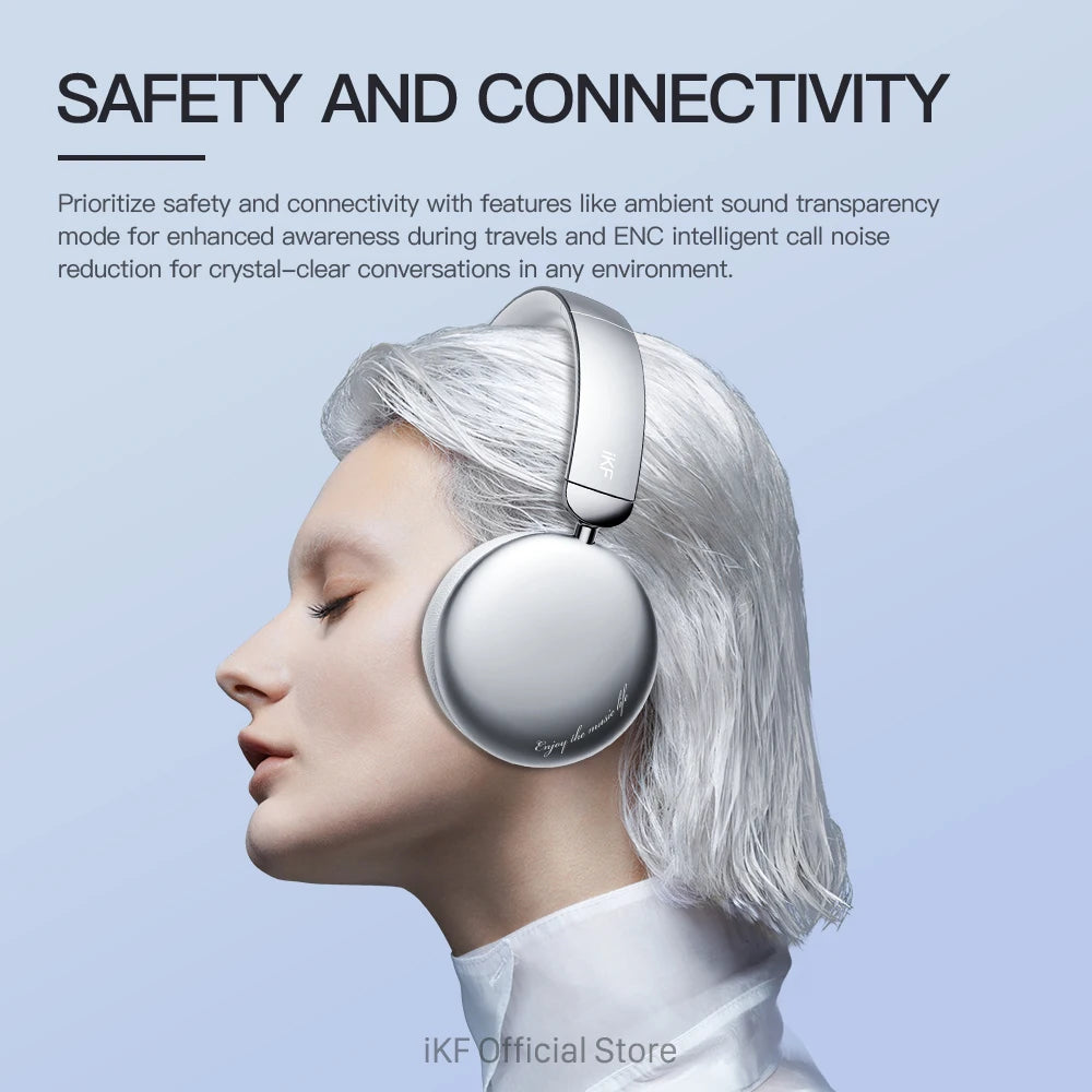 iKF E1 Over Ear Headphones Bluetooth Wireless Noise Cancelling Long Standby Stereo Sound Earphone Sports Gaming Headsets Support