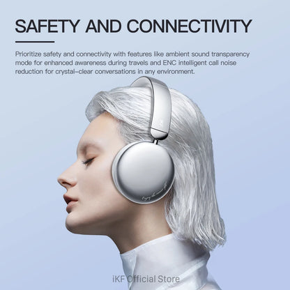 iKF E1 Over Ear Headphones Bluetooth Wireless Noise Cancelling Long Standby Stereo Sound Earphone Sports Gaming Headsets Support