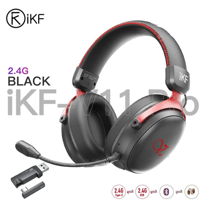 iKF V11 Pro Wireless 2.4G Bluetooth Headphones Gaming Wired Headset 125H Playtime 3.5mm for iOS/Android PC