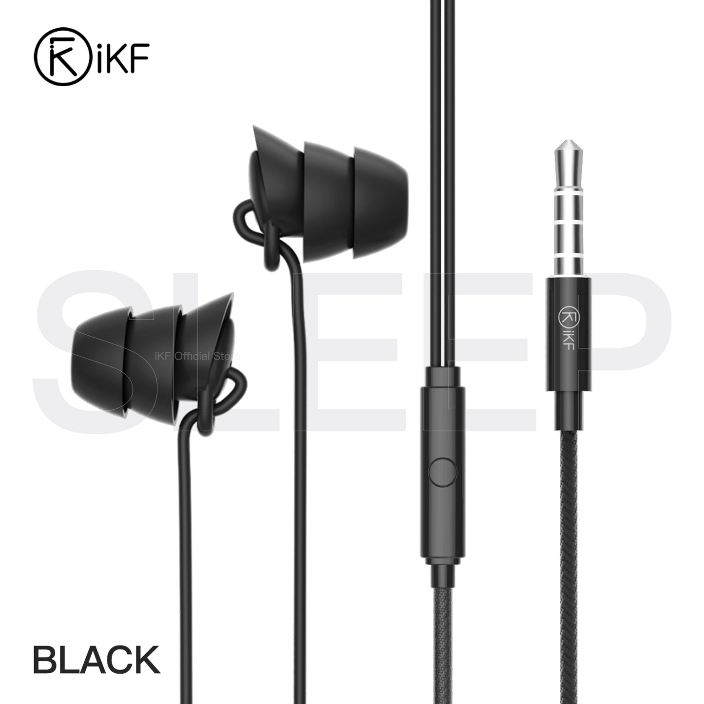 iKF Sleep Wired Earphone 3.5mm Type-C High-quality Sound Insulation and Noise Canceling Microphone In-ear Earphone, Compatible with ios/Android