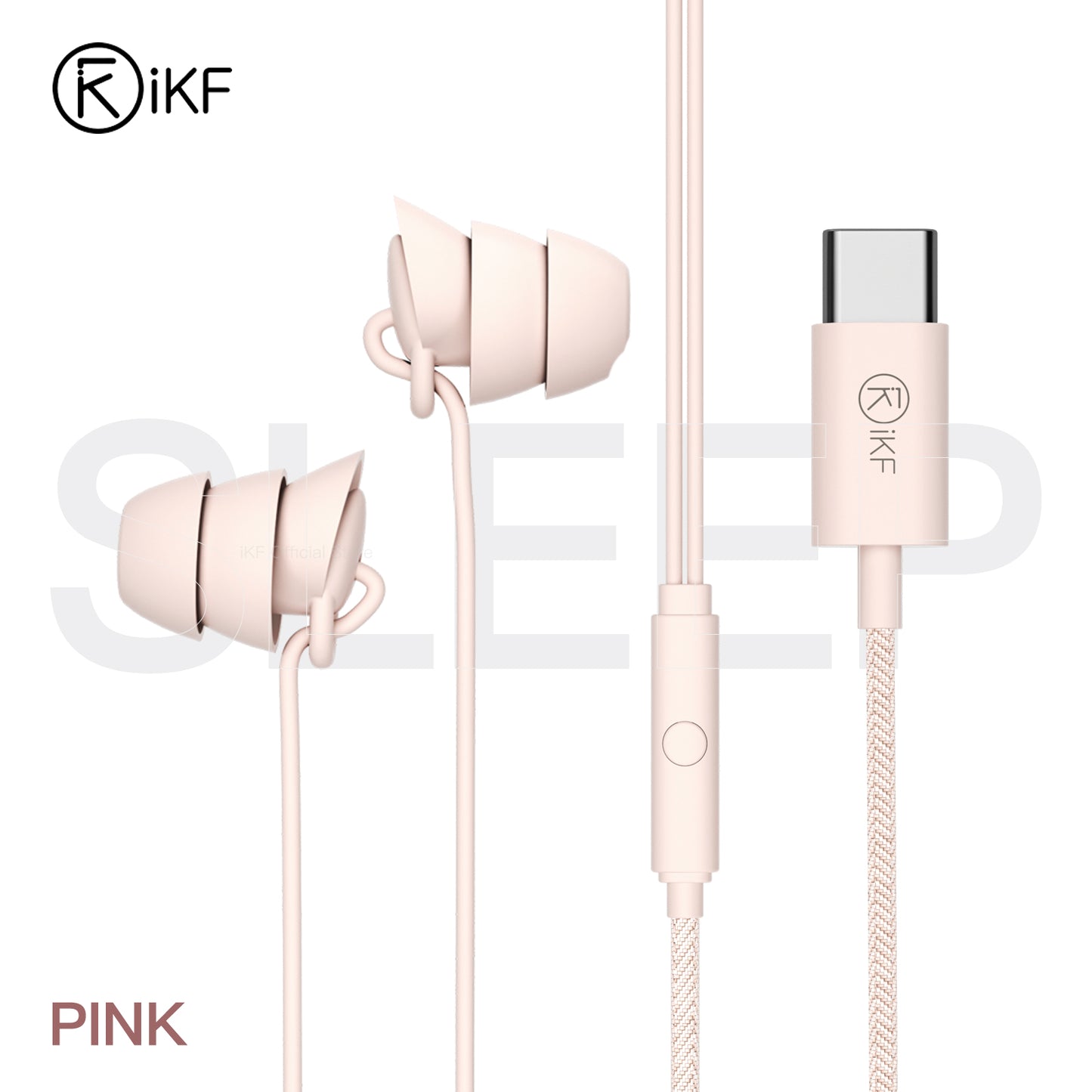 iKF Sleep Wired Earphone 3.5mm Type-C High-quality Sound Insulation and Noise Canceling Microphone In-ear Earphone, Compatible with ios/Android
