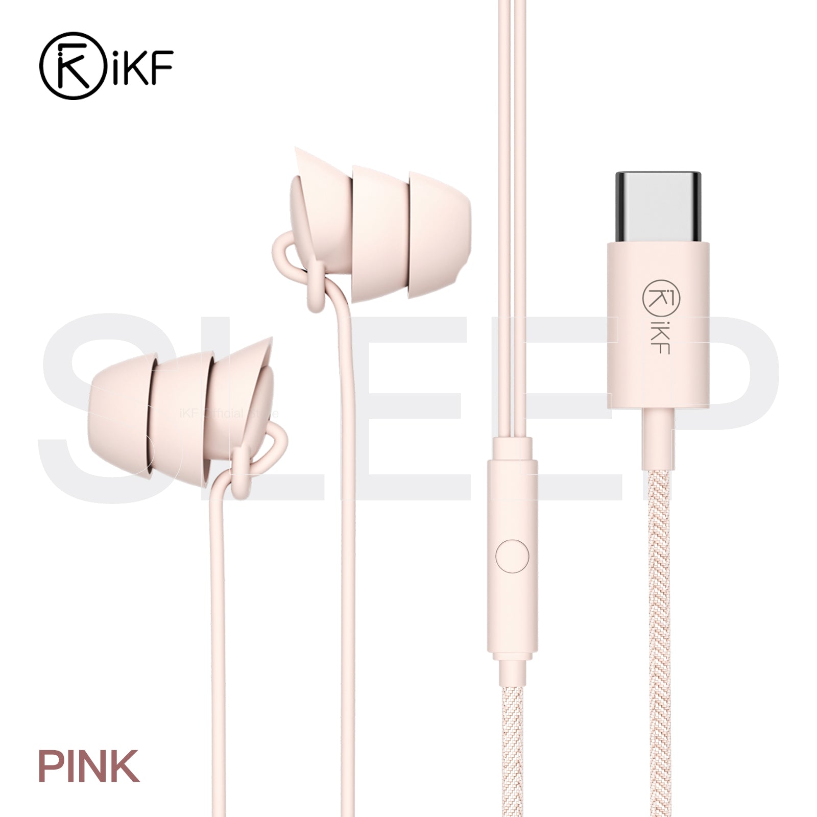 Auriculares intrauditivos con cable iKF Sleep tipo C, aislamiento acústico de alta calidad y micrófono con cancelación de ruido, compatibles con iOS y Android.