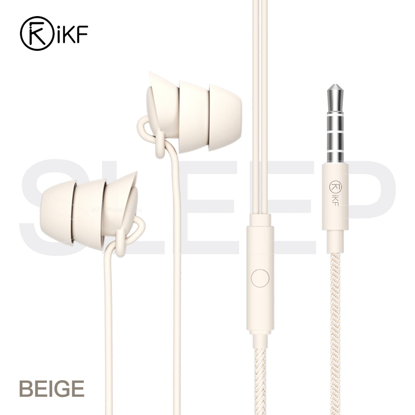 iKF Sleep Wired Earphone 3.5mm Type-C High-quality Sound Insulation and Noise Canceling Microphone In-ear Earphone, Compatible with ios/Android