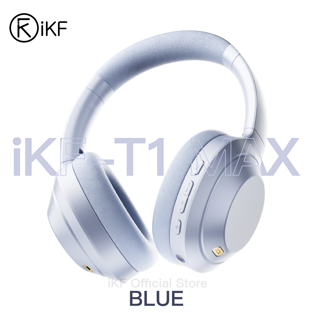 iKF T1 Max Wireless Wired Active Noise Cancelling Headphones, Bluetooth Over-Ear Hi-Fi Stereo Headset with Deep Bass, Multi-Point Connection, iKF APP Support, Comfortable Protein Earpads, 100H Playtime, Built-in Mic