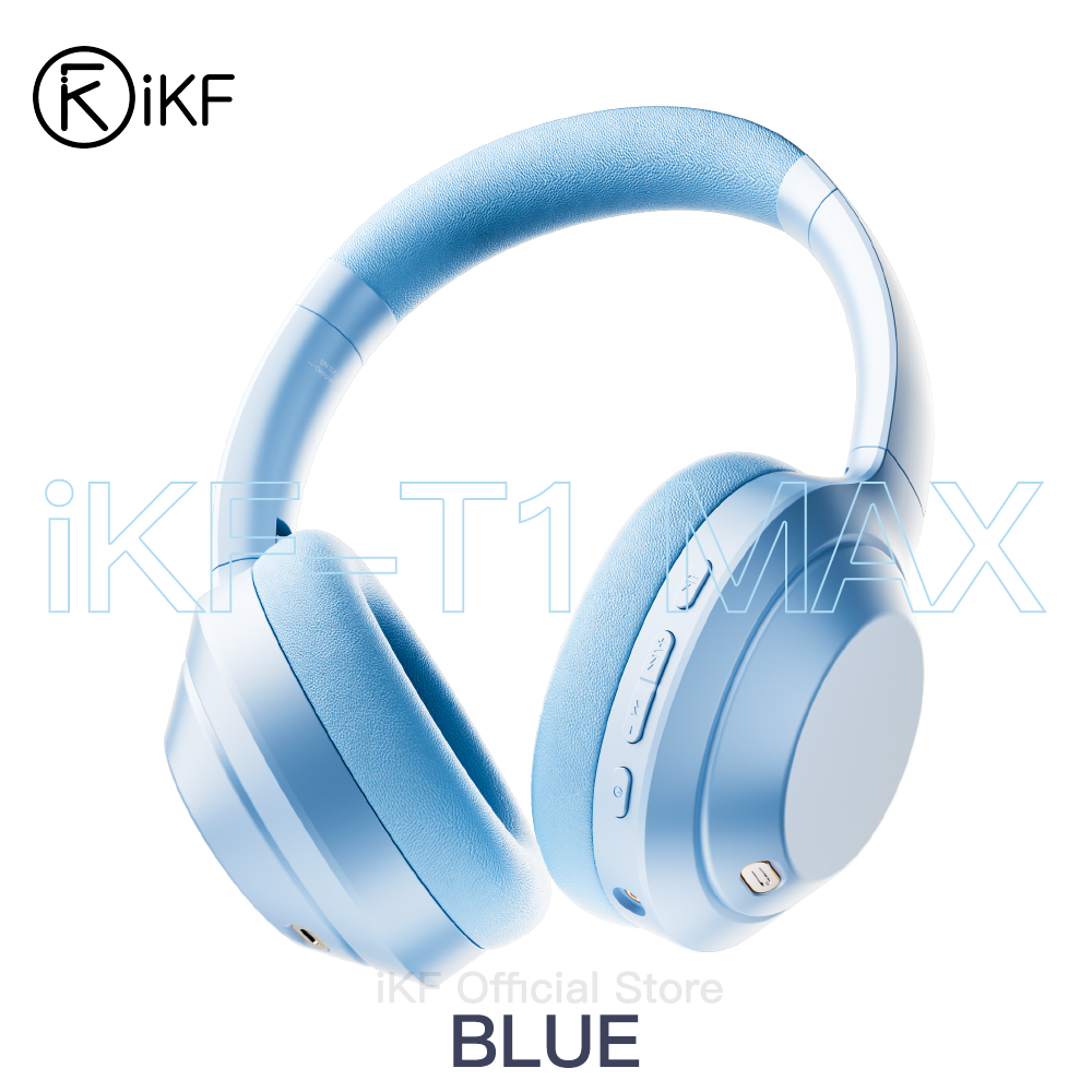 iKF T1 Max Wireless Wired Active Noise Cancelling Headphones, Bluetooth Over-Ear Hi-Fi Stereo Headset with Deep Bass, Multi-Point Connection, iKF APP Support, Comfortable Protein Earpads, 100H Playtime, Built-in Mic