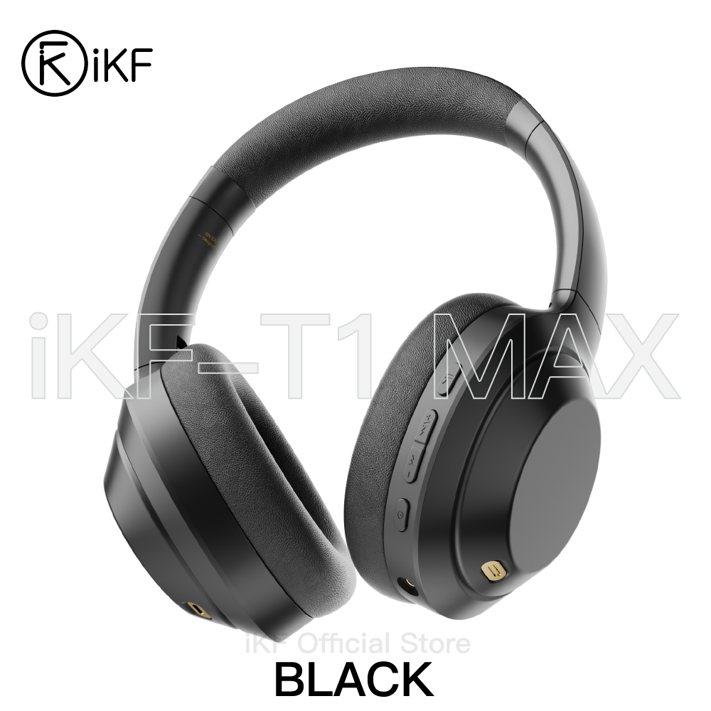 iKF T1 Max Wireless Wired Active Noise Cancelling Headphones, Bluetooth Over-Ear Hi-Fi Stereo Headset with Deep Bass, Multi-Point Connection, iKF APP Support, Comfortable Protein Earpads, 100H Playtime, Built-in Mic