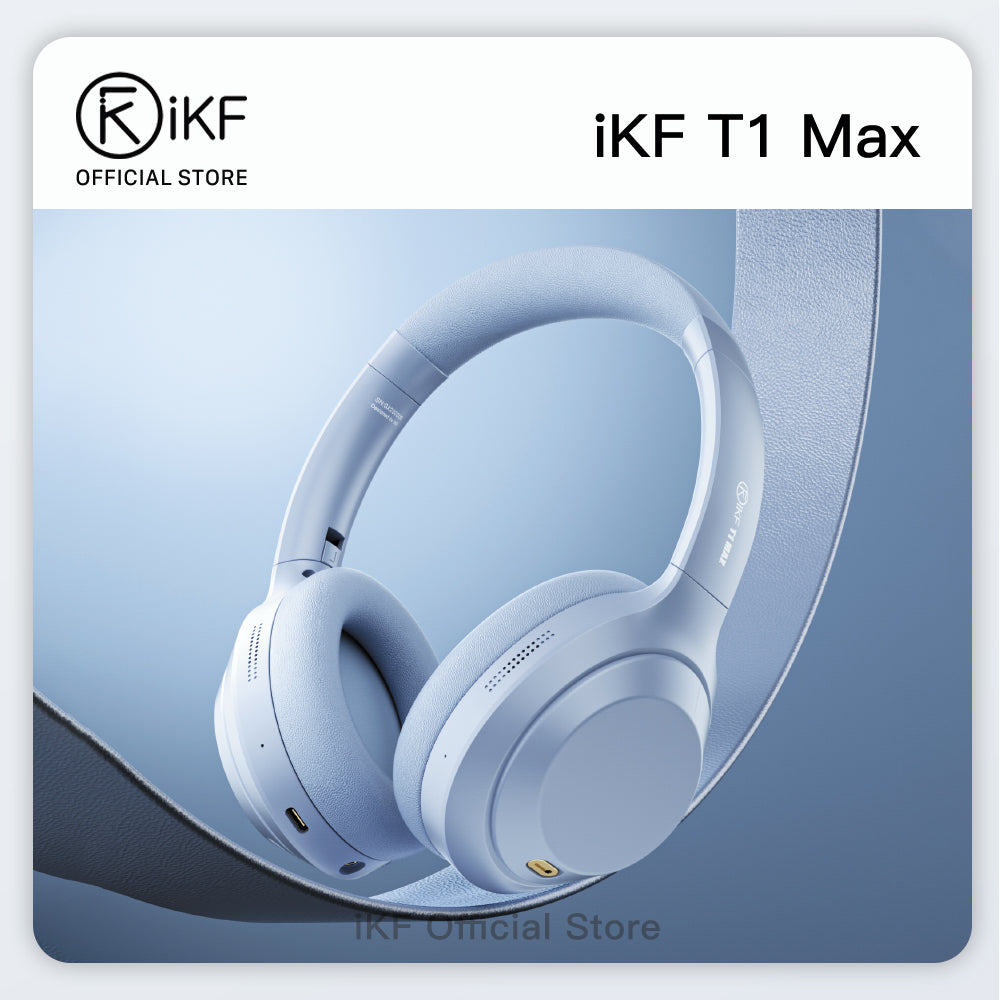 iKF T1 Max Wireless Wired Active Noise Cancelling Headphones, Bluetooth Over-Ear Hi-Fi Stereo Headset with Deep Bass, Multi-Point Connection, iKF APP Support, Comfortable Protein Earpads, 100H Playtime, Built-in Mic
