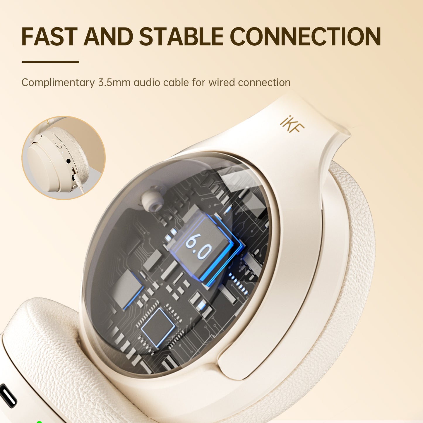 iKF T1 Pro Wireless Bluetooth Headphones Over Ear Wired Headset Built in Mic AUX Cable 100 Hours Play time Noise Reduction Stereo Sound Bass Type-C Charging for Online Class Game Sport Compatible with iOS and Android