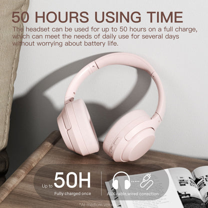 iKF T1 Wireless Bluetooth Headphones Over Ear 3.5mm Aux-in Wired Headset Deep Bass Stereo Sound, 50H Playback,Built-in Microphone Compatible iOS/ Android
