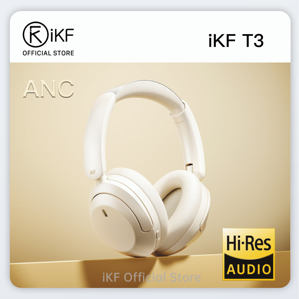 iKF T3 Wireless Over Ear Active Noise Cancellation Bluetooth Headphones Built in Mic 125H Playback for iOS Andriod Workout
