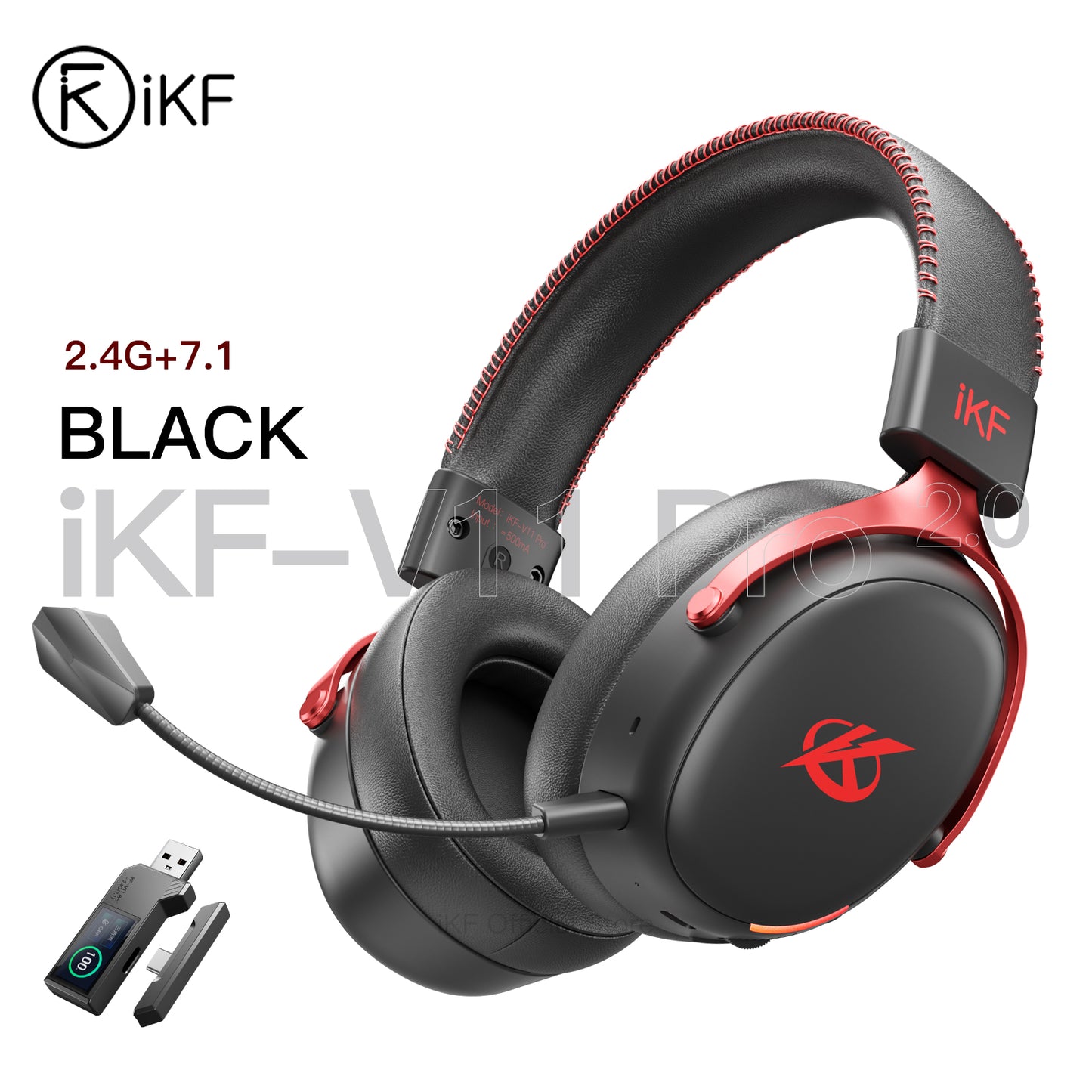iKF V11 Pro 2.0 Wireless 2.4G Bluetooth Headphones Gaming Wired Headset Esports