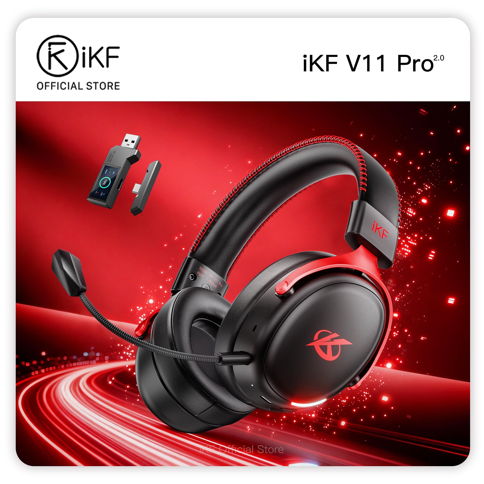 iKF V11 Pro 2.0 Wireless 2.4G Bluetooth Headphones Gaming Wired Headset Esports