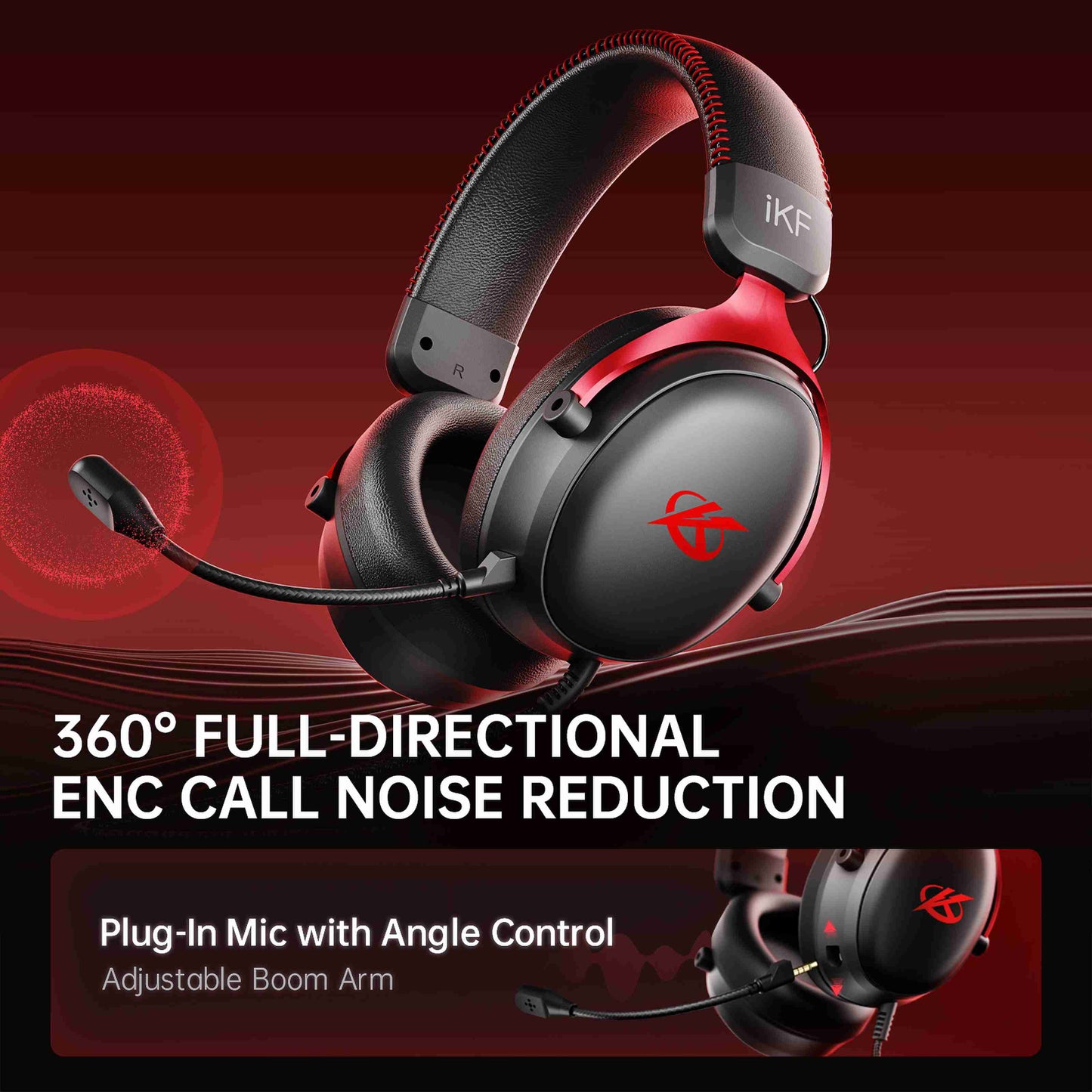 iKF V11S Wired Headphones Gaming Headset 7.1 Surround Sound Effect 3.5mm and USB for iOS/Android PC