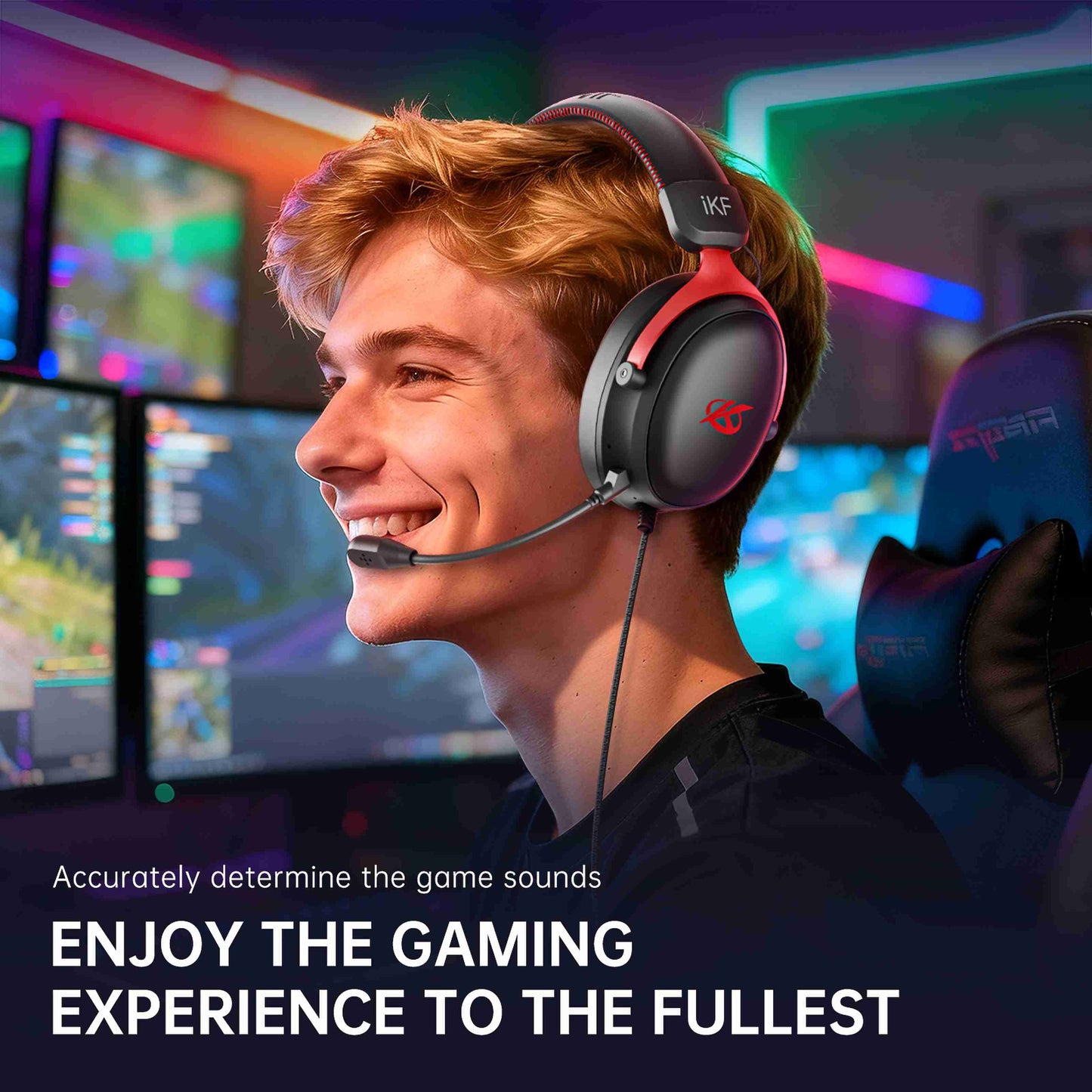 iKF V11S Wired Headphones Gaming Headset 7.1 Surround Sound Effect 3.5mm and USB for iOS/Android PC