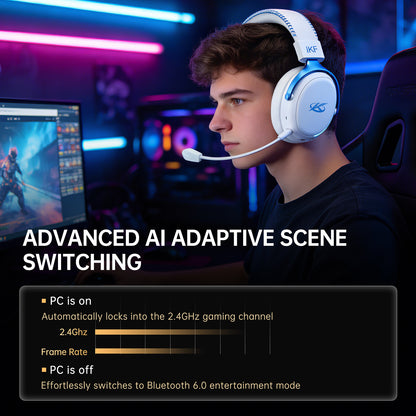 iKF V11 Pro 2.0 Wireless 2.4G Bluetooth Headphones Gaming Wired Headset Esports