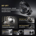 iKF VP7 High-Resolution Over-Ear Studio Monitor Headphones with 60mm Dynamic Driver for Professional Audio