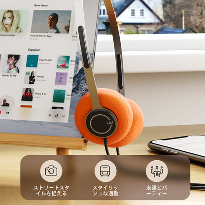 iKF Y3 有線ヘッドホン｜レトロデザイン、3.5mmポート、交換可能なイヤーパッド