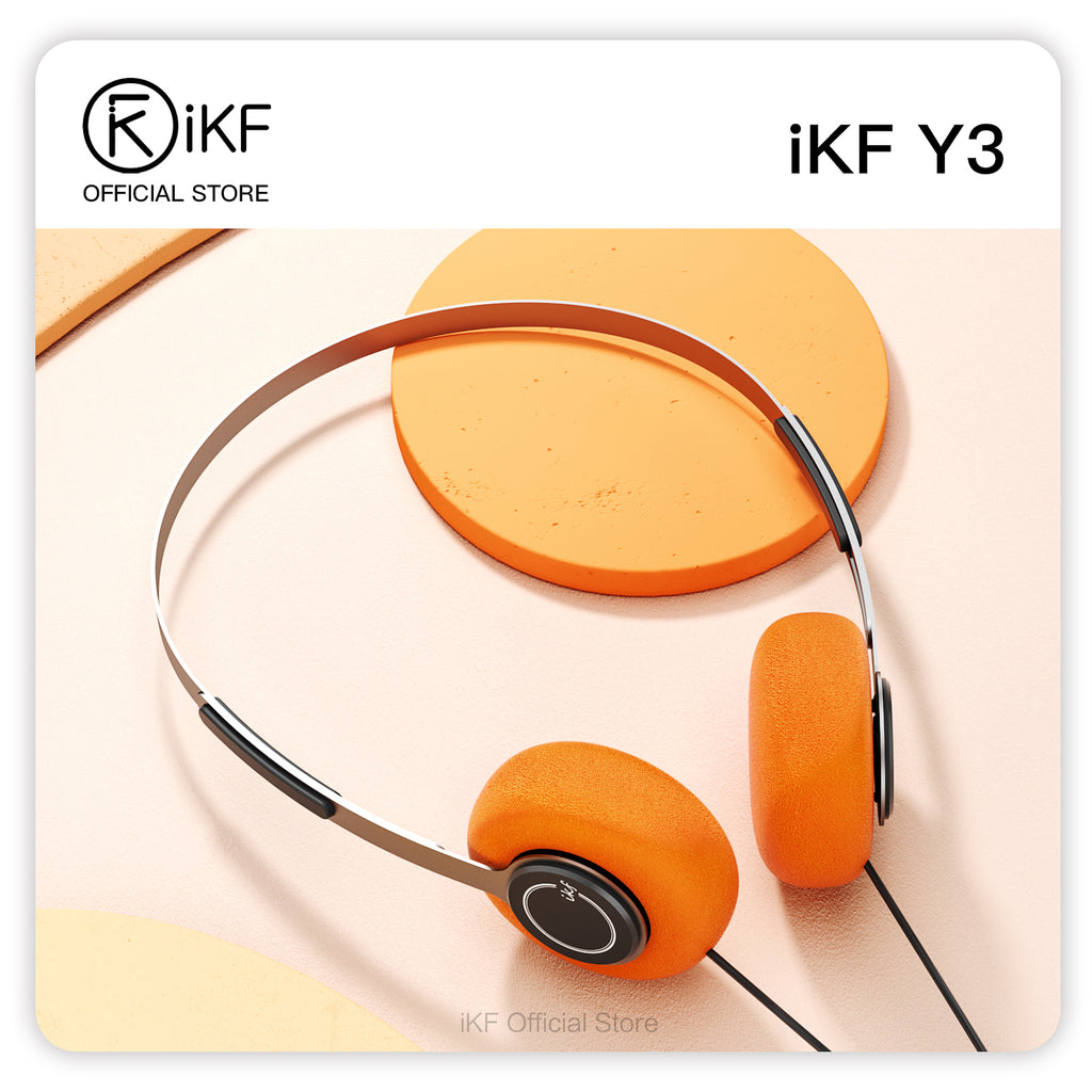 iKF Y3 Wired Stereo Headphones, Retro Style, Adjustable Headband, 3.5mm Jack, Replaceable Orange Ear Pads lightweight Suitable for Walkman, Computer  80S 90S