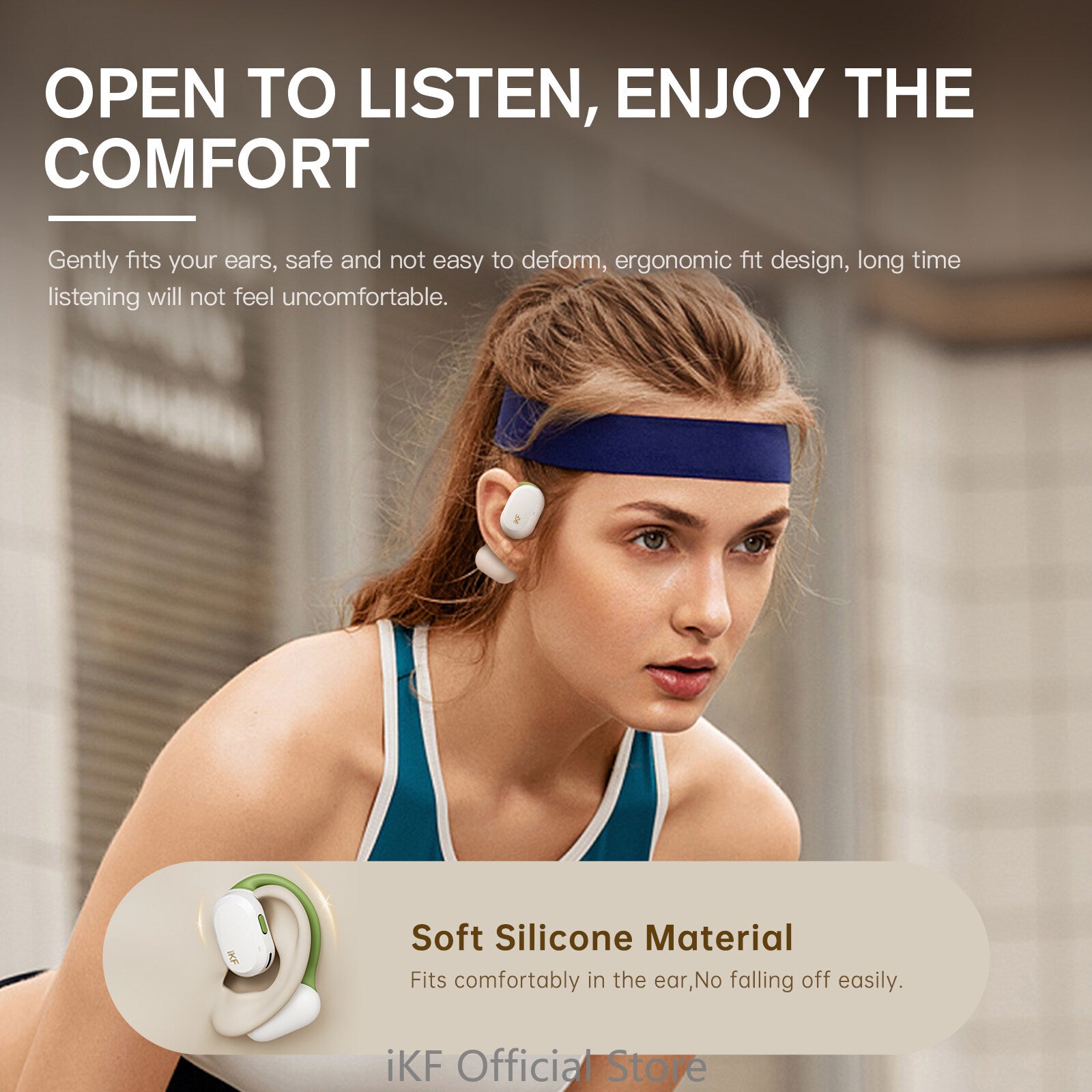 iKF F1 Open Ear True Wireless Earphones Bluetooth OWS Sport ENC Earbuds With Mic IP67 Waterproof HiFi Sound