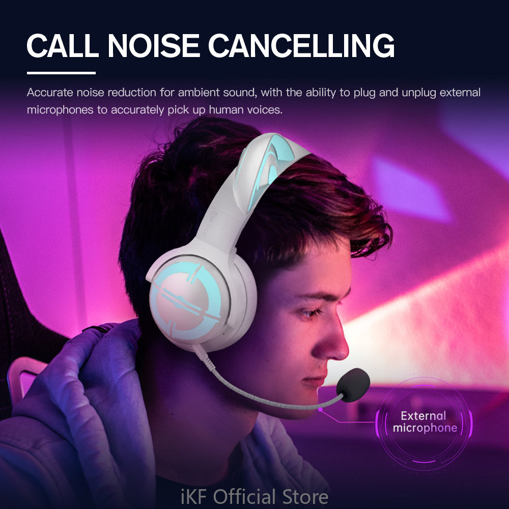 Auriculares iKF Show Pro Cat, inalámbricos, Bluetooth, para juegos de chicas lindas, con retardo sin sentido, luz personalizada, anime, con micrófono, batería de larga duración, compatible con conexión por cable, para iOS y Android.
