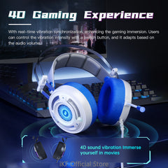 iKF Kira Professional Wired Gaming Headphone USB 7.1 virtual Surround Sound Stereo Led Light Wired Headset with USB Plug Microphone PC Laptop Game Over-Ear Gamer Headset