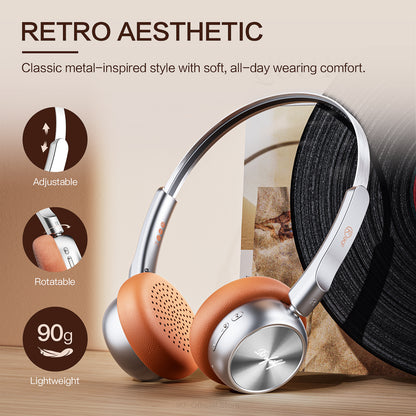 iKF R1レトロ ワイヤレスBluetoothヘッドホン – 60時間再生 & 軽量デザイン