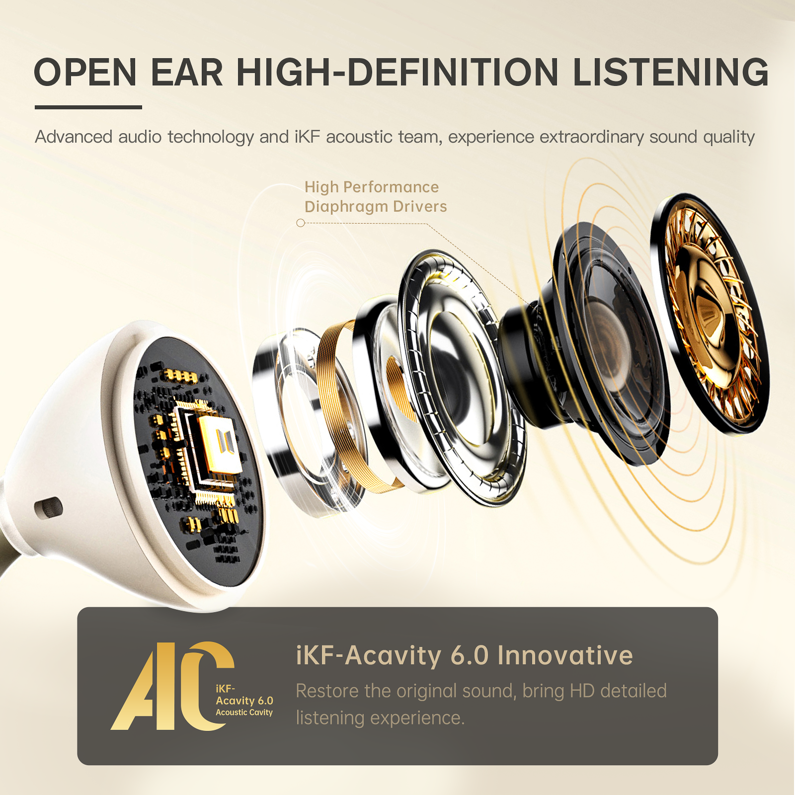 iKF Air Clip Open-Ear TWS Earbuds Wireless Air Conduction Earphones Sports Ear Clips ENC Calling Reducation DT6.0