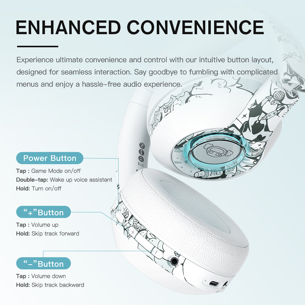 iKF Play Over-Ear Bluetooth Hand-Painted Graffiti Headset 2.4GHZ Gaming Dual-Mode Bluetooth Headset Super Long Standby 50 Hours