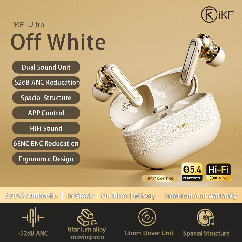 iKF Ultra Wireless Earbuds Active Noise Reducation HiFi Sound Dual-Decive Connection ENC Call Reducation Game Mode