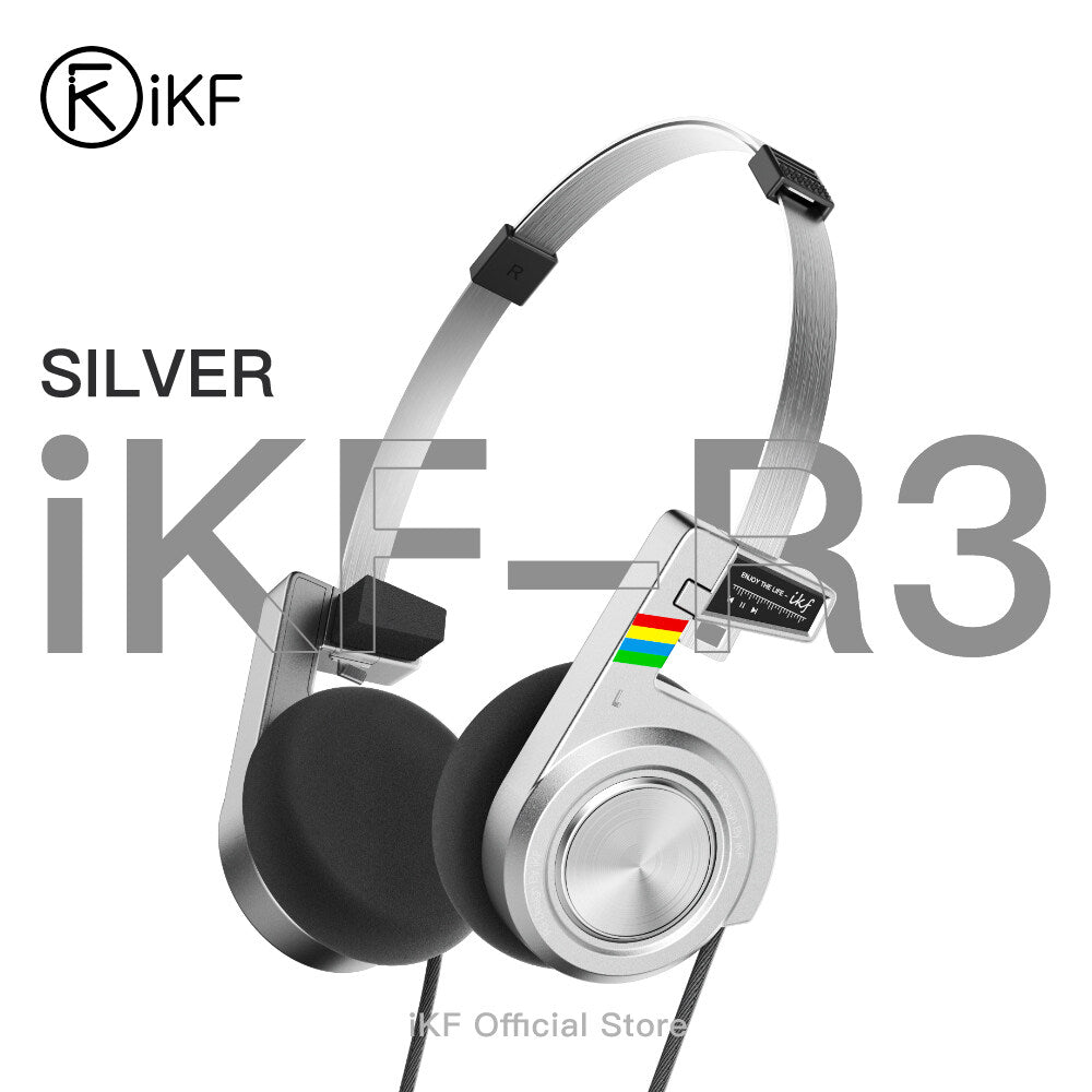 iKF R3 Retro On Ear Headphone Deep Bass Headset with Multipoint Mode,Lightweight and Foldable,Up to 60H Playtime,Bluetooth,Double-Device Connection,For Laptop/PC/Phone